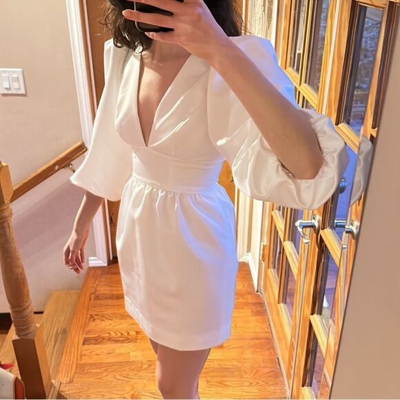 Reformation Weslan Mini White Dress Ivory Size 6 - Picture 4 of 10